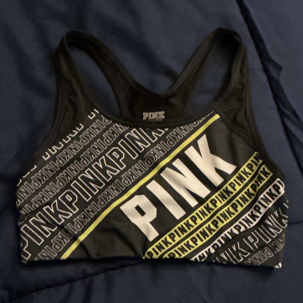 PINK Victoria's Secret Black and Yellow Sports Bra
